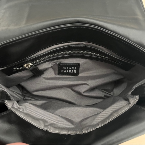 Joanna Maxham Arm Candy Black Leather Shoulder Bag with Silver Chain Straps - Picture 9 of 13